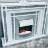 ASR INTERIOR Lucy Crushed Diamond White Mirrored Fire Place FIREPLACE/FIRE SURROUND