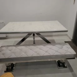 Furniture Imports LTD ALL DUBAI DINING & OCCATIONAL RANGES Karla Chrome Metal Finish Dining Table Set