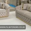 Furniture Imports LTD Ambassador 3+2 Seater In Beige V-05 & Gold Plush Velvet