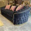 Furniture Imports LTD Ambassador 3 Seater In Black & Gold Plush Velvet