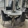 FIL Ashley Round Marble Dining Table + Majestic Velvet Dining Chair ALL DINING TABLE SET