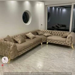 TURKISH DUBAI SOFA COLLECTION Hermes Corner Sofa Plush Velvet