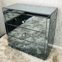 ASR INTERIOR MIRRORED FURNITURE Jasmine Chest Of Drawers Grey