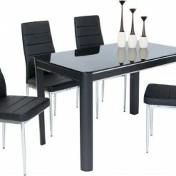 ASR INTERIOR ALL DINING TABLE SET Morano Dining Set Black (4 Maxi Chairs)