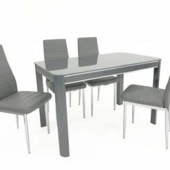 ASR INTERIOR Morano Dining Set Grey (4 Grey Maxi Chairs)