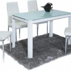 ASR INTERIOR ALL DINING TABLE SET Morano Dining Set White (4 Maxi Chairs)