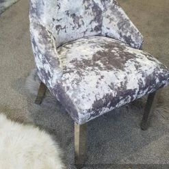 ASR INTERIOR Venice Lustro Premium Crushed Velvet Silver Dining Chair