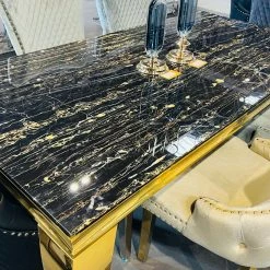 Asr Sofia Black & Gold Marble Table (Table Only) 180cm DINING TABLE