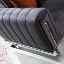 TURKISH SALE ITEMS Genova Corner Sofa Range In Silver & Chrome Plush Velvet
