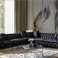 TURKISH DUBAI SOFA COLLECTION Hermes Corner Sofa Plush Velvet