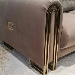 TURKISH Elmira 3 Seater In Champagne & Gold Plush Velvet SALE ITEMS