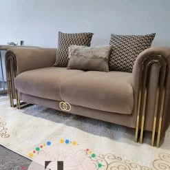 TURKISH Elmira 3 Seater In Champagne & Gold Plush Velvet SALE ITEMS