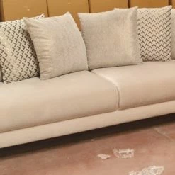 TURKISH Karze 2+2 Cream & Gold Plush Velvet