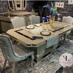 Furniture Imports LTD VERONA CAPPUCCINO DINING TABLE SET 200cm = 6 Chairs DUBAI OCCATIONAL FURNITURE