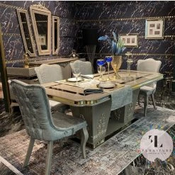 Furniture Imports LTD VERONA CAPPUCCINO DINING TABLE SET 200cm = 6 Chairs DUBAI OCCATIONAL FURNITURE