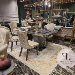 Furniture Imports LTD VERONA CAPPUCCINO DINING TABLE SET 200cm = 6 Chairs DUBAI OCCATIONAL FURNITURE