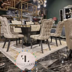 Furniture Imports LTD VERONA CAPPUCCINO DINING TABLE SET 200cm = 6 Chairs DUBAI OCCATIONAL FURNITURE