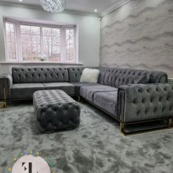 TURKISH Scarlet Corner Sofa Range In Plush Velvet