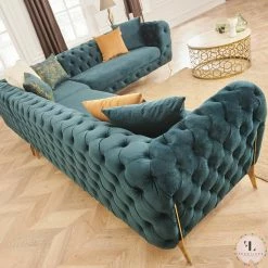 TURKISH DUBAI SOFA COLLECTION Hermes Corner Sofa Plush Velvet