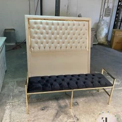 Furniture Imports LTD Sahara Metal Plating Plush Soft Velvet Bench