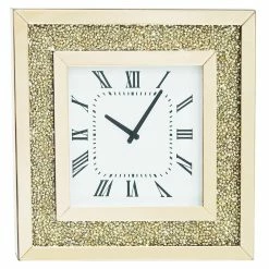ASR INTERIOR CLOCKS Rose Gold Mirrored Wall Clock