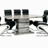 ASR INTERIOR Roseberry Dining Set + 6 Boston Chairs (Marble Effect) ALL DINING TABLE SET