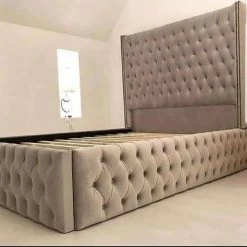 Furniture Imports LTD BED COLLECTION Luxe Curved Wingback Plush Velvet Bed