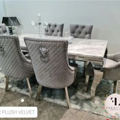 Furniture Imports LTD ALL DINING TABLE SET Chelsea Grey Marble Dining Table Set + Majestic Chairs + Arianna Bench