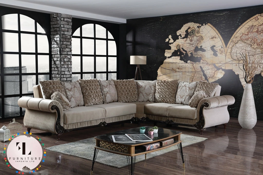 TURKISH DUBAI SOFA COLLECTION Ayana Italian Style Corner Suite - Choose Combination & Velvet