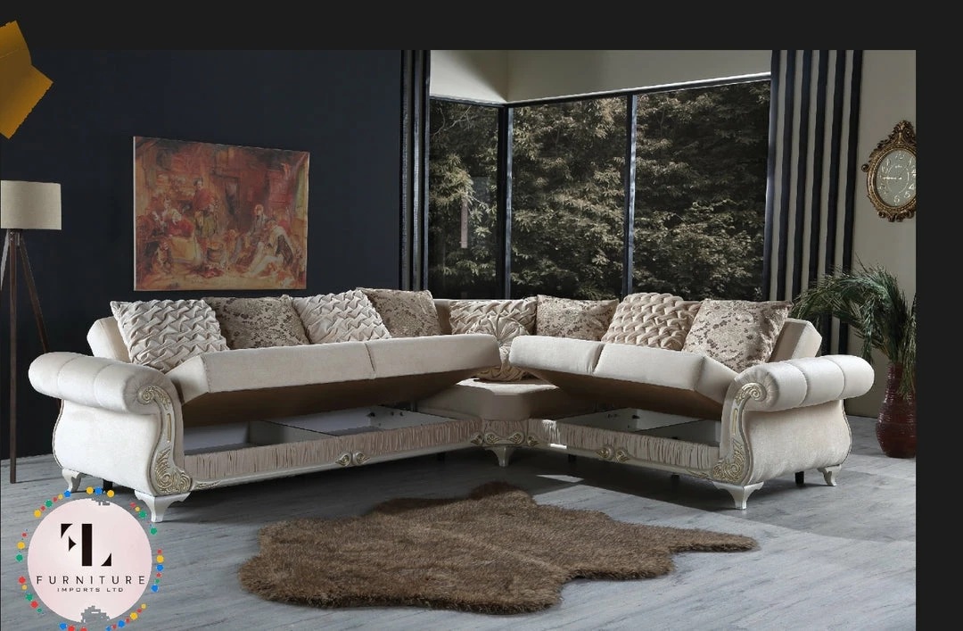 TURKISH DUBAI SOFA COLLECTION Ayana Italian Style Corner Suite - Choose Combination & Velvet