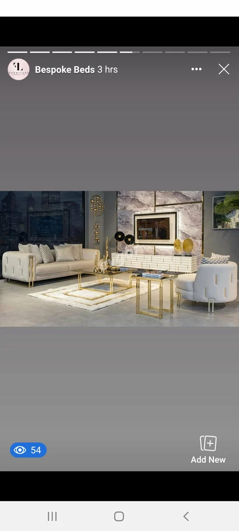 TURKISH Karze 2+2 Cream & Gold Plush Velvet