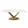 Furnish Valeo Gold 1.8 Dining Table With Polar White Sintered Stone Top