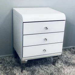 ASR INTERIOR BEDSIDES White Curved Bedside Cabinet