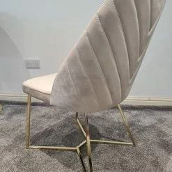 Furniture Imports LTD Yildiz Dining Chair Cream Velvet & Gold Legs REDUCED SALE ITEMS