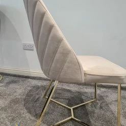 Furniture Imports LTD Yildiz Dining Chair Cream Velvet & Gold Legs REDUCED SALE ITEMS
