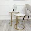 Furnish Cato Nest Of Tables White Marble & Gold Frame