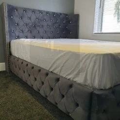 Furniture Imports LTD BED COLLECTION Luxe Curved Wingback Plush Velvet Bed