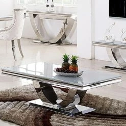 Furnish 365 Arial Marble & Glass Coffee Table