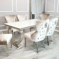 Furnish DINING CHAIRS Valentino Dining Chair Champagne Pewter