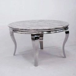 FIL Ashley Round Marble Dining Table + Majestic Velvet Dining Chair ALL DINING TABLE SET