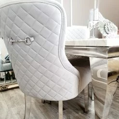 Furniture Imports LTD Kate Dining Chair ALL COLOURS With Chrome Clasp & Quilted Back