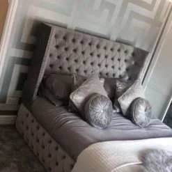 Furniture Imports LTD BED COLLECTION Luxe Curved Wingback Plush Velvet Bed