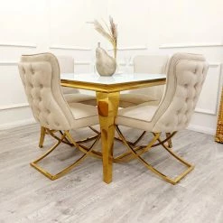 Furnish 365 Sandhurst X Leg Dining Chair In Gold DINING CHAIRS