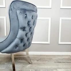 Furnish 365 DINING CHAIRS Sandhurst Dining Chair Plush Velvet - Grey - Silver - Pink