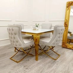 Furnish 365 Sandhurst X Leg Dining Chair In Gold DINING CHAIRS