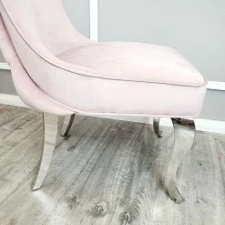 Furnish 365 DINING CHAIRS Sandhurst Dining Chair Plush Velvet - Grey - Silver - Pink