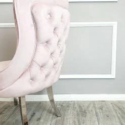 Furnish 365 DINING CHAIRS Sandhurst Dining Chair Plush Velvet - Grey - Silver - Pink