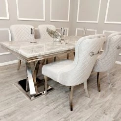 Furniture Imports LTD ALL DINING TABLE SET Xavier Marble Dining Table + Kate Dining Chairs