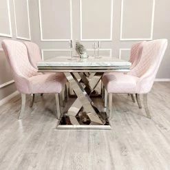 Furniture Imports LTD ALL DINING TABLE SET Xavier Marble Dining Table + Kate Dining Chairs